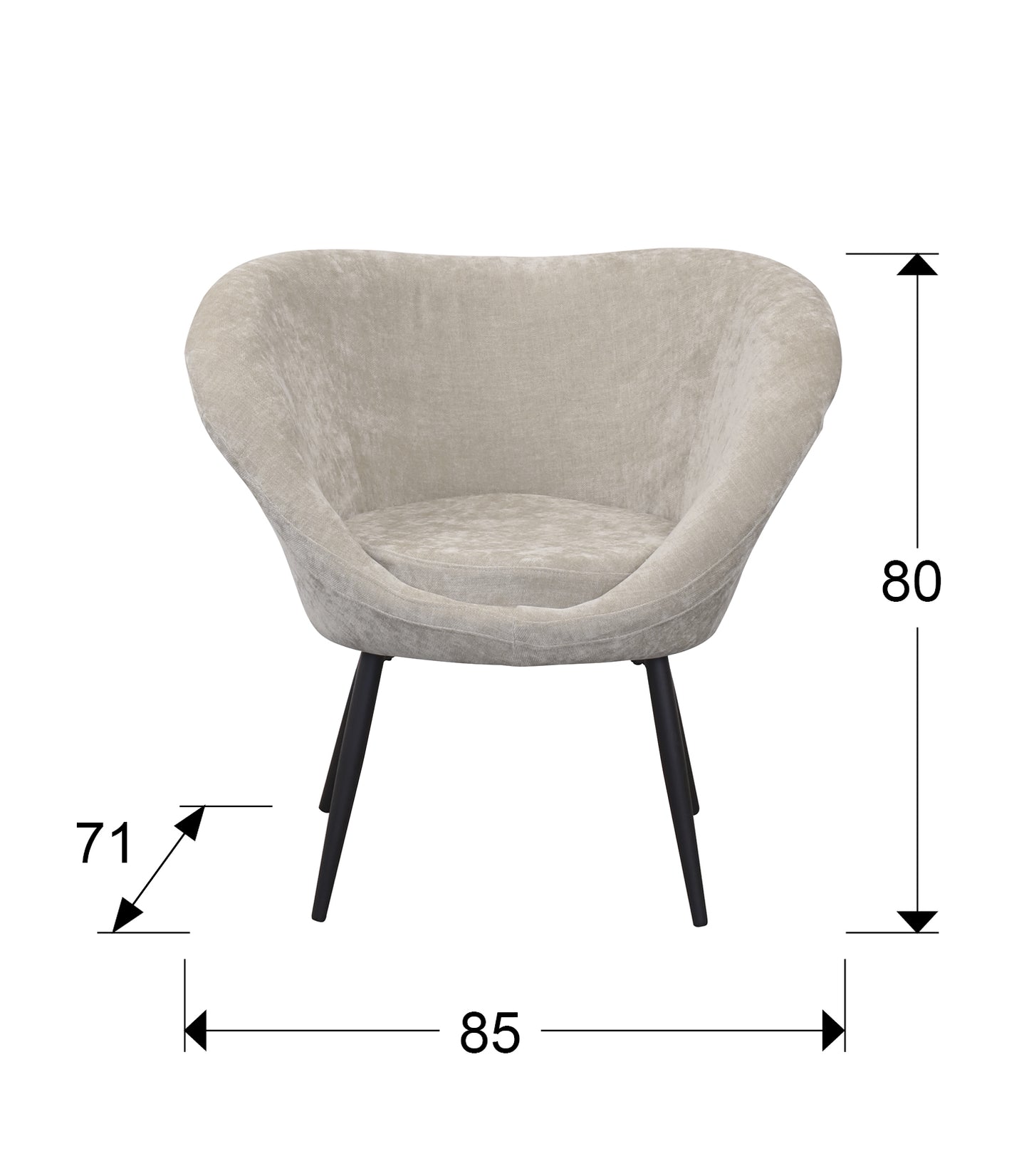 Medidas Butaca Ozome Schuller 836294: 85x80x71 cm (Ancho x Alto x Profundo). Asiento: 49x53 cm (Ancho x Profundo). Respaldo: 50x36 cm (Ancho x Alto).