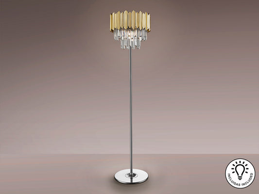 Lámpara Pie Moderna Schuller Tiara - Cromado Dorado | luzguru.com
