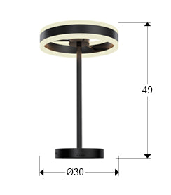 Medidas Lámpara Sobremesa LED Schuller Helia 832076: 49cm alto, pantalla Ø30cm, 7cm profundidad. Negro mate.