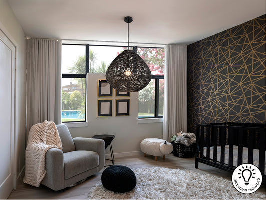 Lámpara de Papel Trenzado Negra - Schuller Maon | luzguru.com