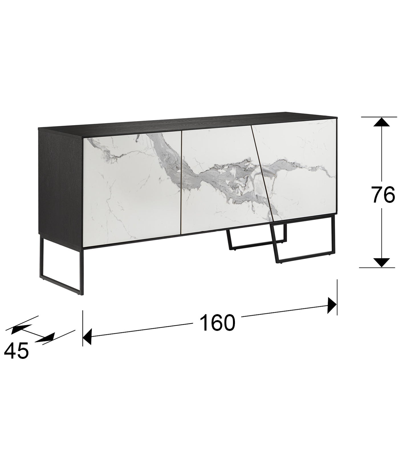 Medidas Aparador Kerala Schuller 603645: 160x76x45 cm. Ancho, alto y profundidad.