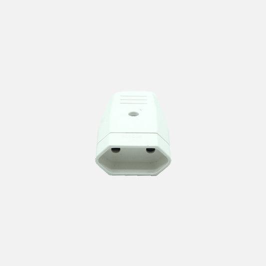 Base de Enchufe Aérea Retráctil Blanca 2x4x6 cm Fabrilamp instalada en ambiente decorativo de salón o dormitorio | Fabrilamp / Abrila