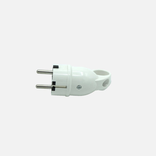 Clavija Retráctil Eco Mod6 16A 230V Blanca con Anilla Fabrilamp instalada en ambiente decorativo de salón o dormitorio | Fabrilamp / Abrila