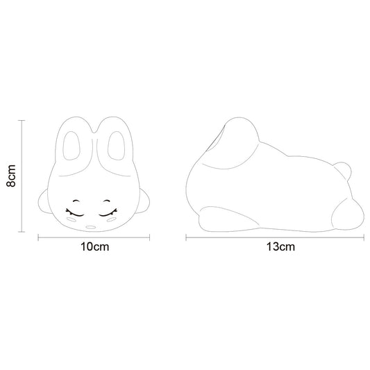 Sobremesa Bunny Rosa en silicona instalada en mesita de noche infantil - Ambiente acogedor