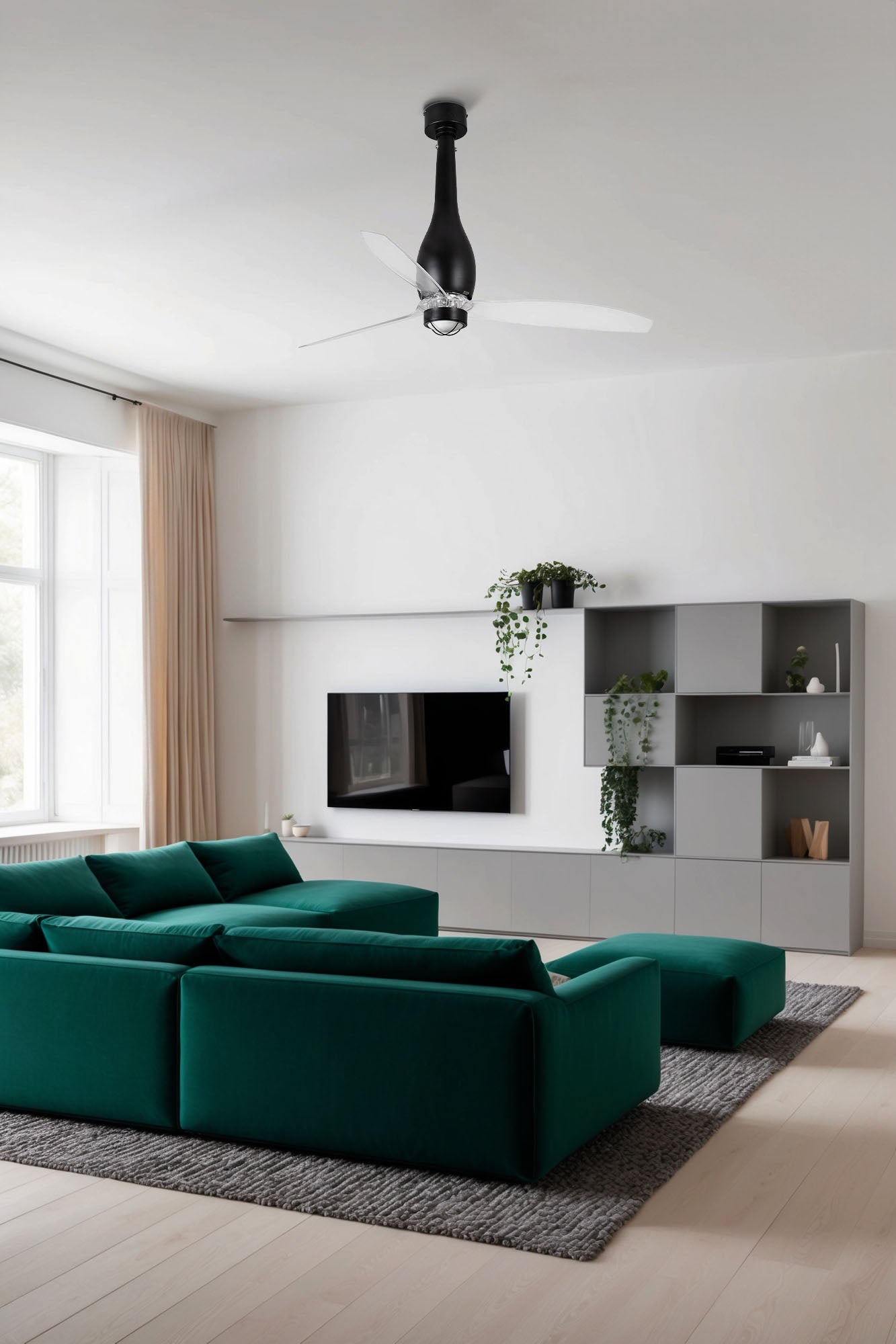 Ventilador de techo LED ETERFAN FARO Serie 2598 Ref 32003-10, diseño moderno en negro mate con luz integrada y ventilación eficiente