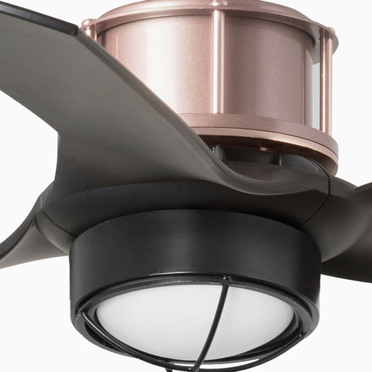 Ventilador de techo LED FARO Just Fan S en cobre y negro, diseño moderno con luz integrada, ref. 33427-10