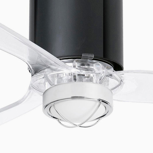 Ventilador de techo LED FARO MINI TUBE FAN Ref: 32040-10 diseño moderno negro brillo con luz LED eficiente energética y ventilación transparente