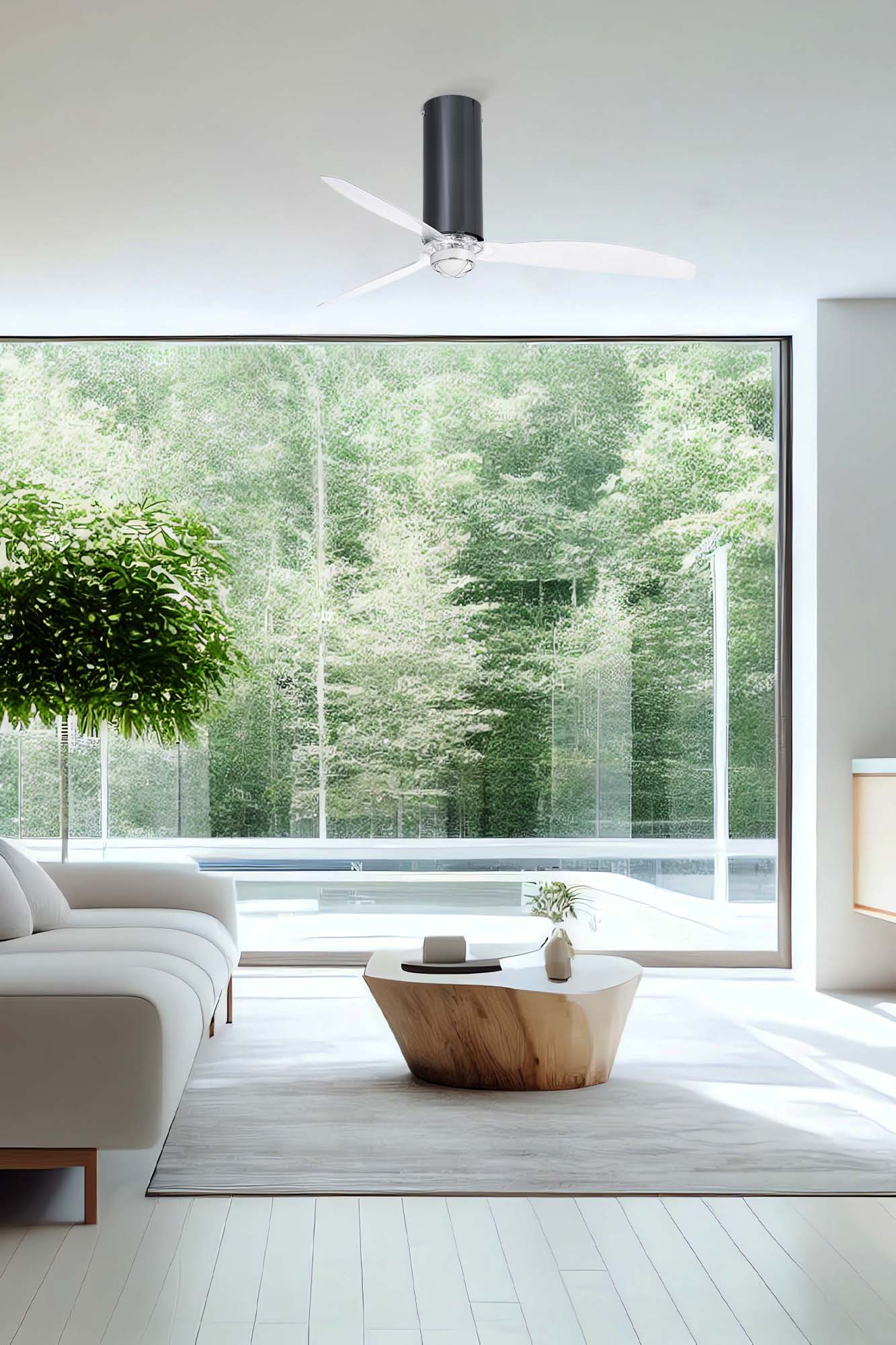 Ventilador de techo LED negro FARO 3338 con diseño moderno TUBE FAN para ventilación, ref 32035-10, LUZGURU