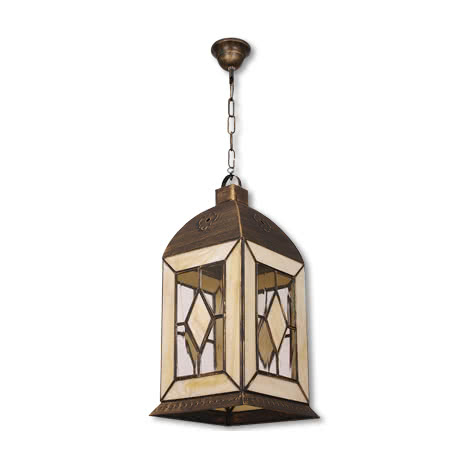 Lámpara Colgante Rústica Califa 17 cm E27 Oro Viejo Beis Fabrilamp - vista principal | Fabrilamp / Abrila · Ref. 005992015