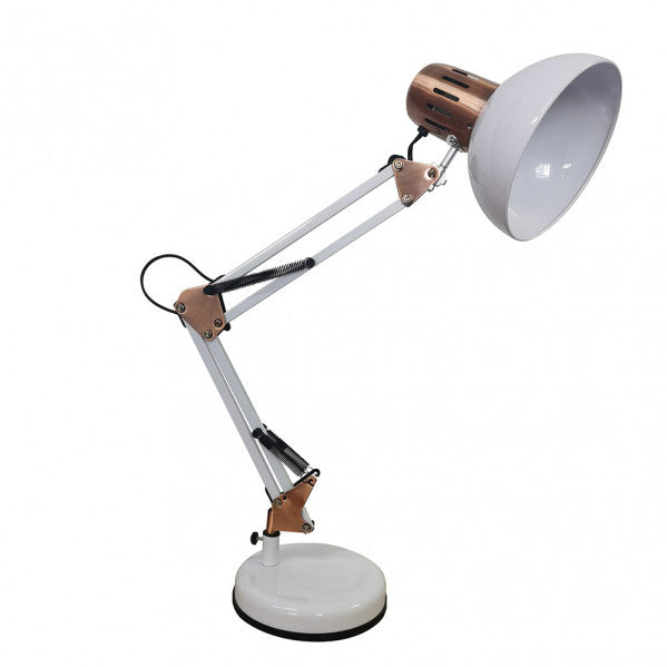 Flexo de Mesa Articulado Rutilo 57 cm E27 Metal Abrila - Blanco / Cobre | Fabrilamp / Abrila