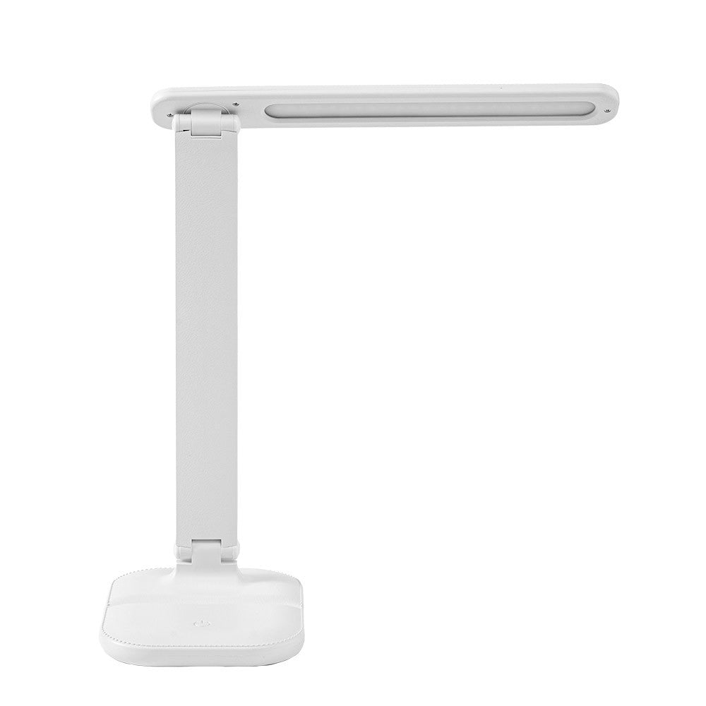 Moderno flexo LED blanco con hendidura para móvil, ideal para tu escritorio