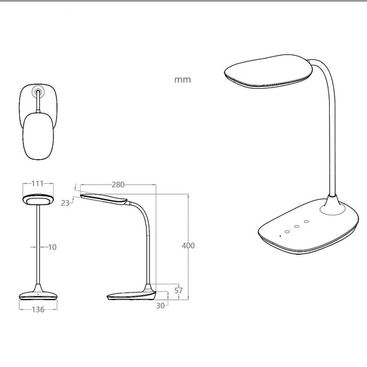 Medidas Flexo LED Navia Negro 10W AJP/Alemar Ref. 11590 - luzguru.com