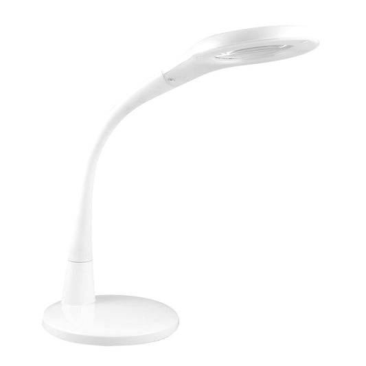 Flexo fabricado en ABS color Blanco con lupa para escritorio