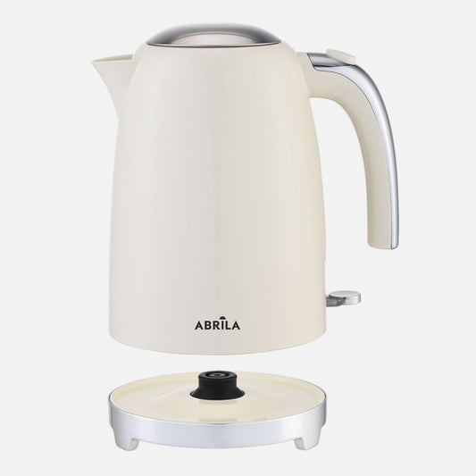 Hervidor de Agua Eléctrico Yuka 1,7 L 2200 W Beige Fabrilamp instalada en ambiente decorativo de salón o dormitorio | Fabrilamp / Abrila