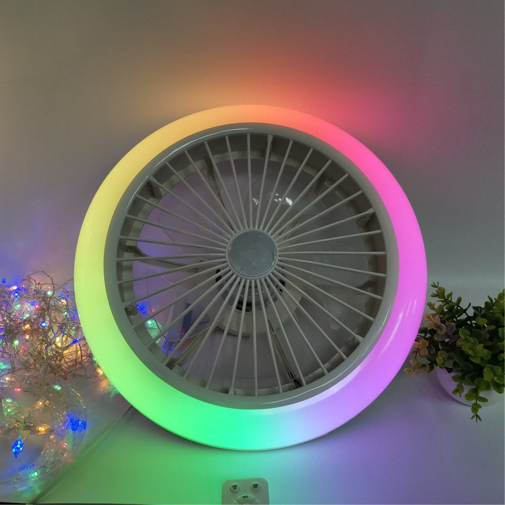 Ventilador de techo moderno con luz RGB ideal para dormitorio juvenil