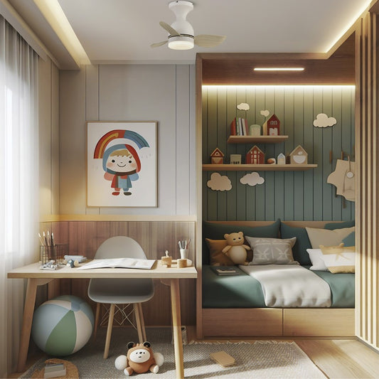 Ventilador Julie fabricado en Acero color Blanco y Madera