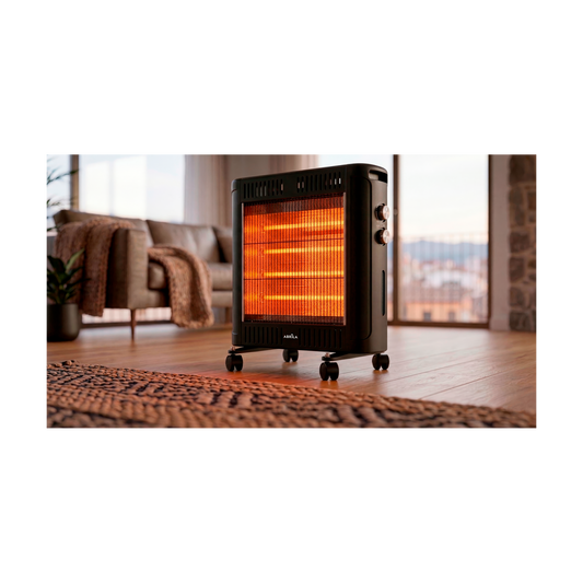 Estufa Eléctrica de Cuarzo Kalinda 2400W Negro Fabrilamp - vista principal | Fabrilamp / Abrila · Ref. 282222409