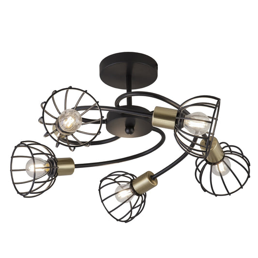 Medidas Lámpara Bermeo Negra 5 Luces AJP Alemar Ref. 60177 - luzguru.com