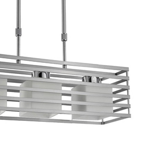 Lámpara Cell fabricada en metal y cristal opal color plata