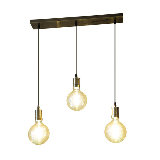 Lámpara Celso fabricada en Metal color Cuero con detalles en Cristal Ámbar