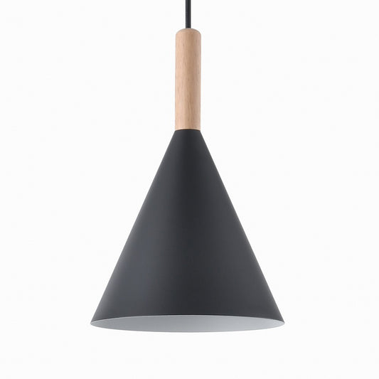 Lámpara Cala fabricada en madera y metal, color negro