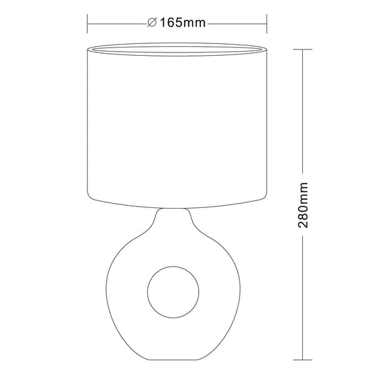 Lámpara de mesa Ellie fabricada en cerámica color blanco con pantalla de tela