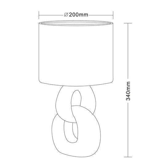 Lámpara de mesa Melie fabricada en cerámica color blanco con pantalla de tela