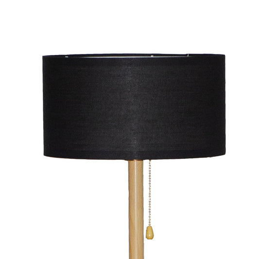 Lámpara de pie Olivia fabricada en madera, metal y tela color negro