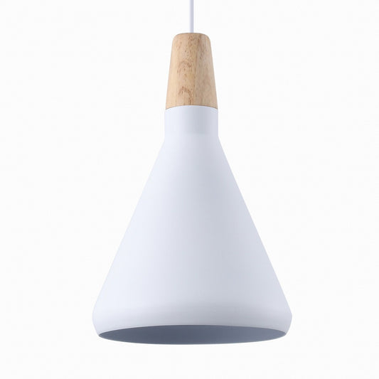 Lámpara Coral Blanca fabricada en madera y metal, color blanco