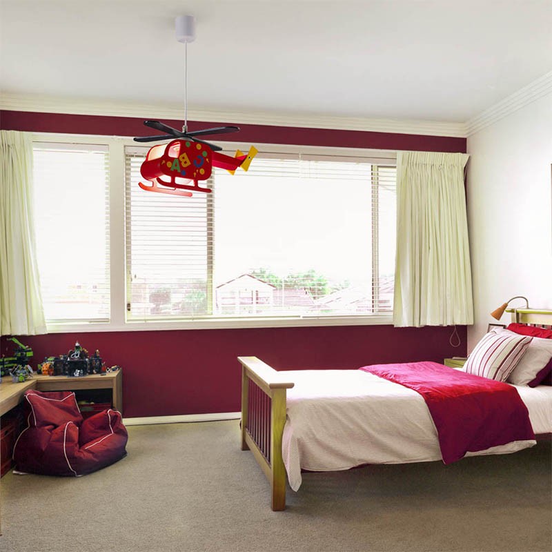 Divertida lámpara de techo roja ideal para habitación infantil