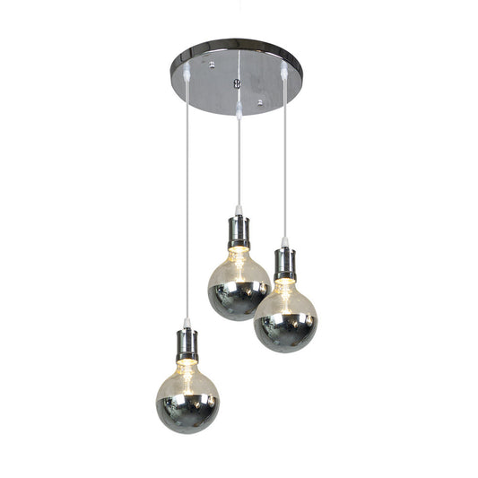 Lámpara Gala fabricada en metal color cromo con bombillas LED E27 incluidas