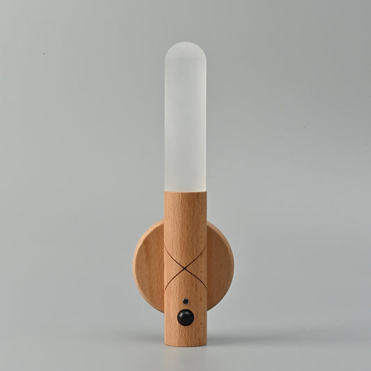 Lámpara LED fabricada en ABS color madera clara