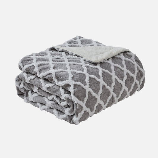 Manta Monroy fabricada en Poliéster color Gris y Blanco para el hogar