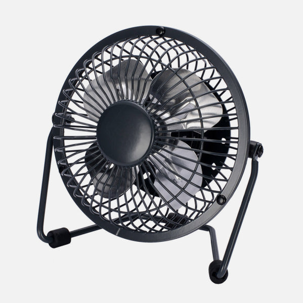 Mini Ventilador de Sobremesa Bulerías 2,5 W Negro Fabrilamp instalada en ambiente decorativo de salón o dormitorio | Fabrilamp / Abrila