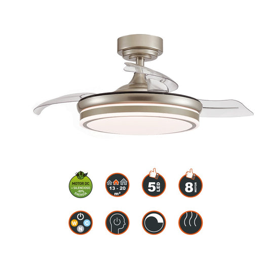 Ventilador LED Moss 72W Níquel CristalRecord - imagen 2 | CristalRecord