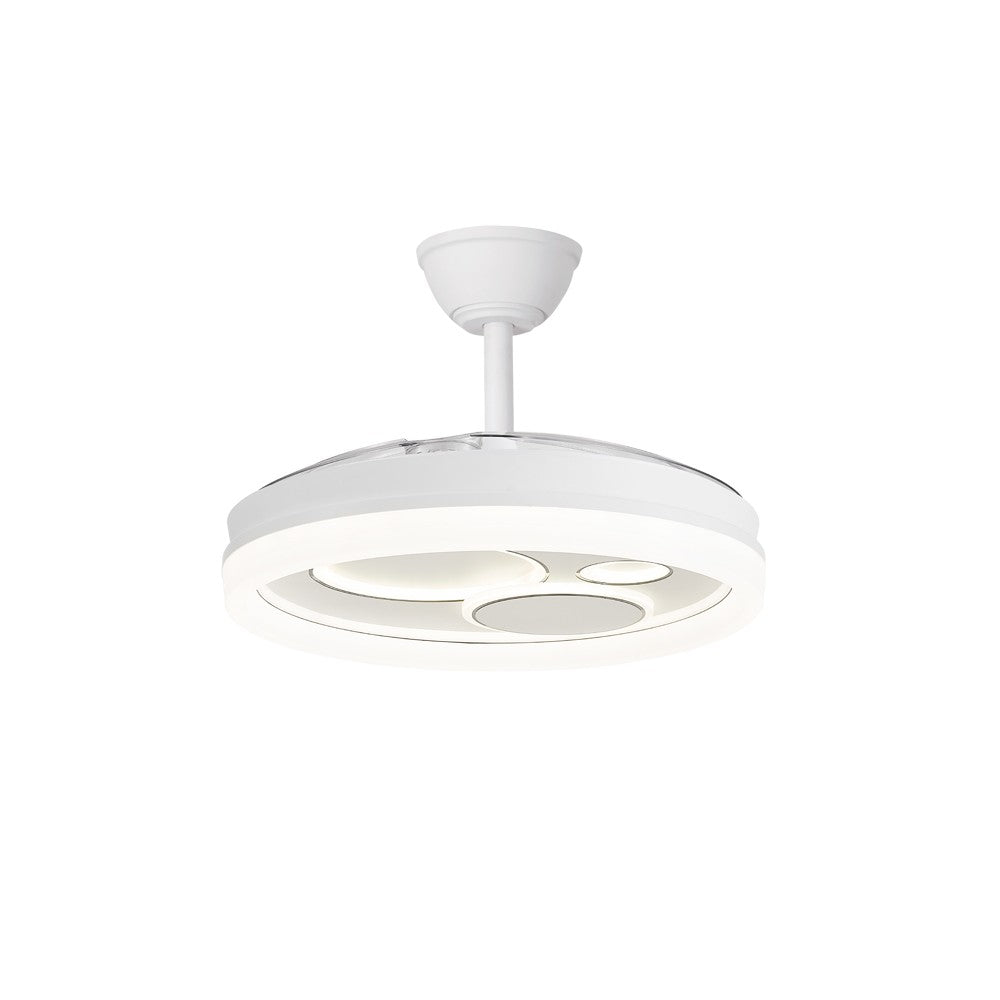 Ventilador moderno con aspas retráctiles ideal para dormitorios