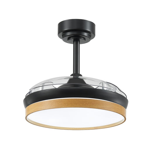 Ventilador Panam Mini fabricado en acero color negro y madera clara