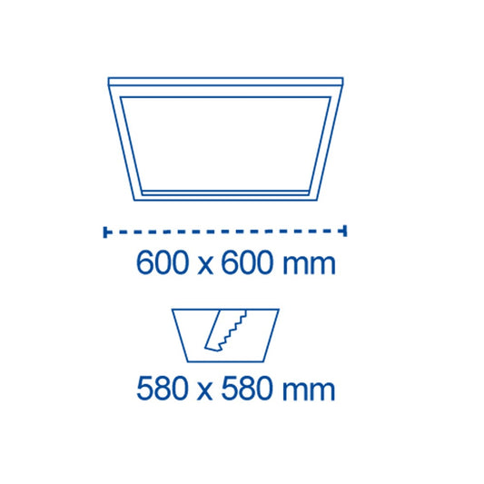 Panel LED fabricado en aluminio blanco con difusor acrílico opal, ideal para espacios de trabajo.