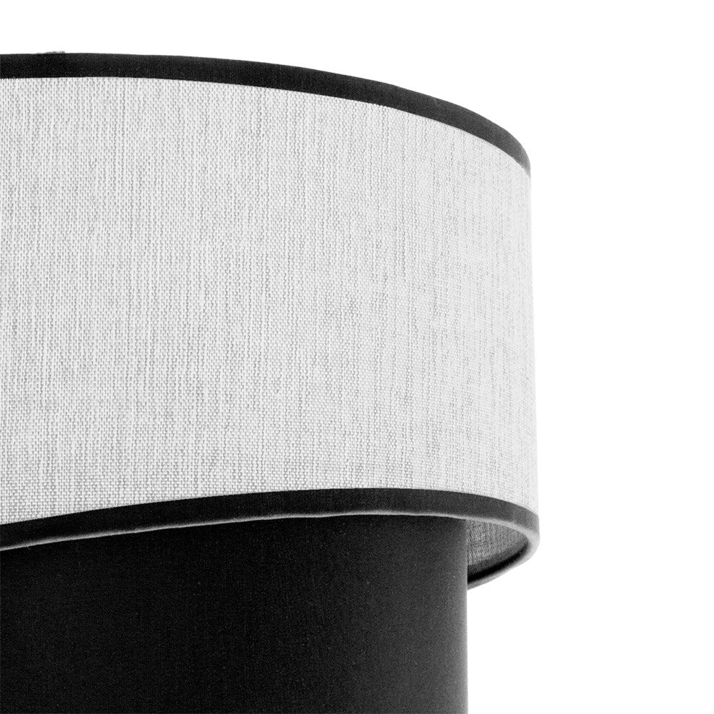Pantalla Hara fabricada en Textil color Blanco y Negro para Lámpara
