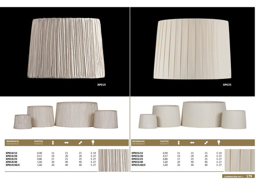 Medidas Pantalla Cono Rizada Beige XP019/15 AJP/Alemar - LuzGuru