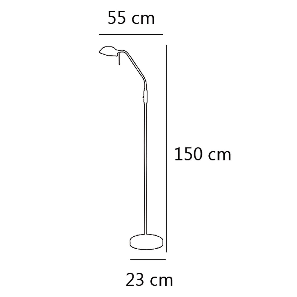 Pie de salón Modos AJP/Alemar 10208: Medidas detalladas. Iluminación elegante y cálida para tu hogar. Envío rápido desde LuzGuru.