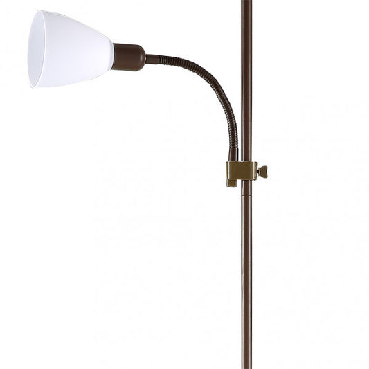 Lámpara de Pie de Salón Rilon con Lector Marrón Pantalla Blanca Fabrilamp - imagen 2 | Fabrilamp / Abrila