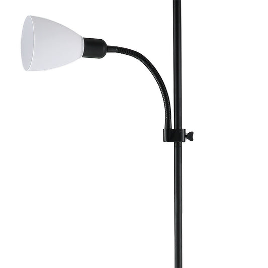 Lámpara Rilon fabricada en metal color negro con pantalla textil blanca