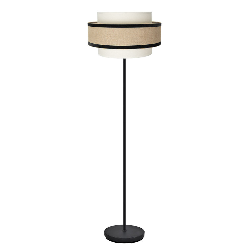 Lámpara de pie Cornalina Fabrilamp / Abrila textil beis y negro, ref. 246941009