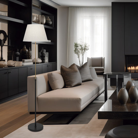 Medidas Pie Salón Kendal Negro-Latón AJP/Alemar Ref. 11392 - LuzGuru.com