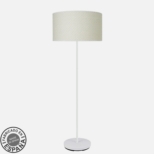 Lámpara de pie MODA fabricada en metal color blanco y cañizo blanco