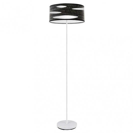 Pie de Salón Odra 165 cm Pantalla Calada Fabrilamp - Blanco / Madera Negra | Fabrilamp / Abrila
