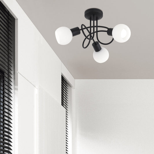 Medidas Plafón 3 Luces Opal Negro AJP Alemar Ref. 11121 - luzguru.com