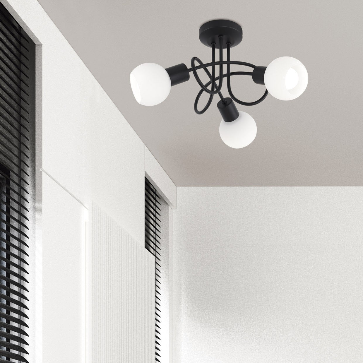 Medidas Plafón 3 Luces Opal Negro AJP/Alemar Ref. 11121 - luzguru.com