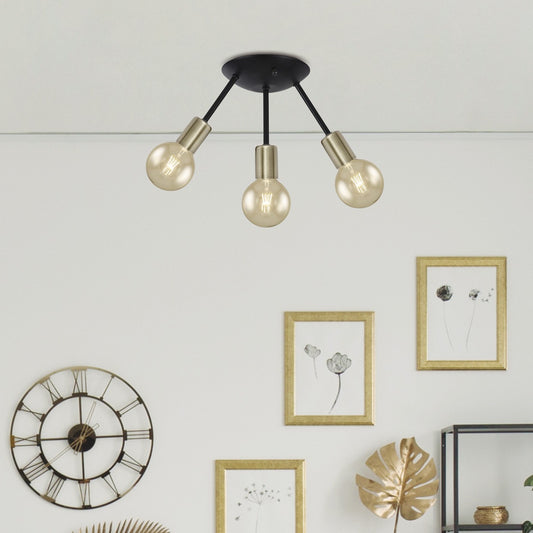 Medidas Plafón 3 Luces Negro-Cuero AJP/Alemar Tripoli Ref. 60221 - luzguru.com
